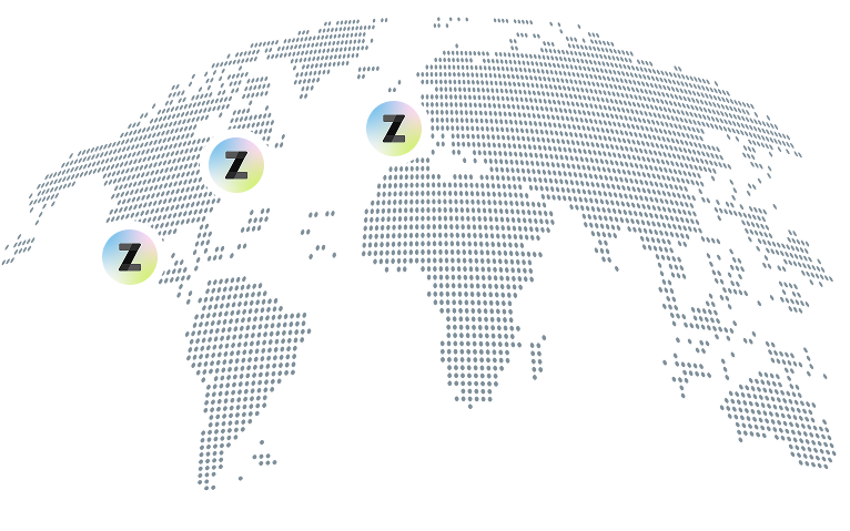 Mapa del mundo con ubicaciones Zicofy